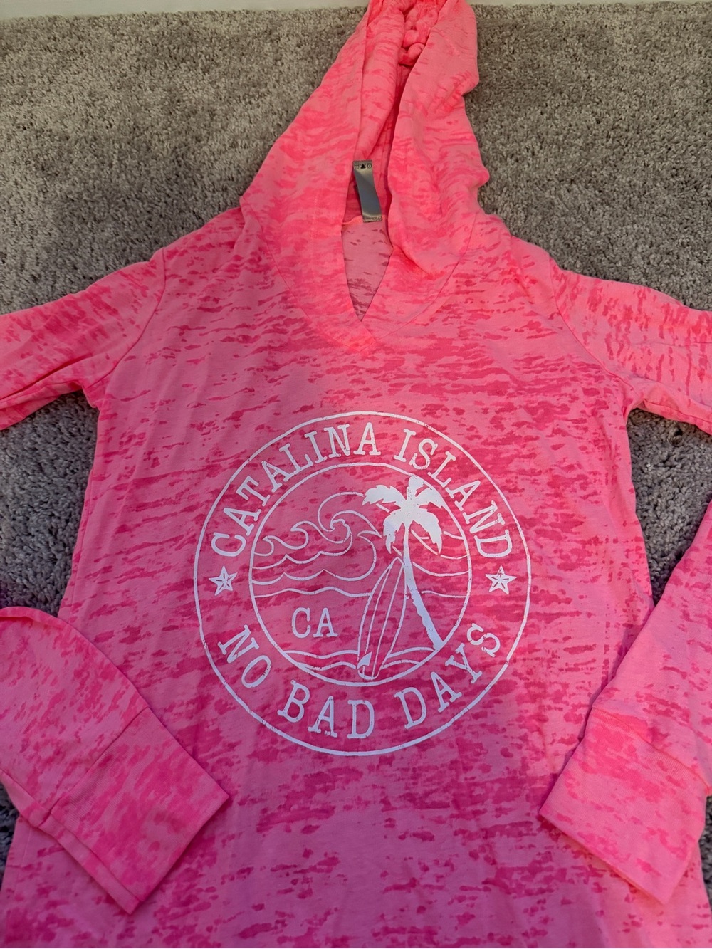 Next Level Apparel Pink Burnout Hooded Tee